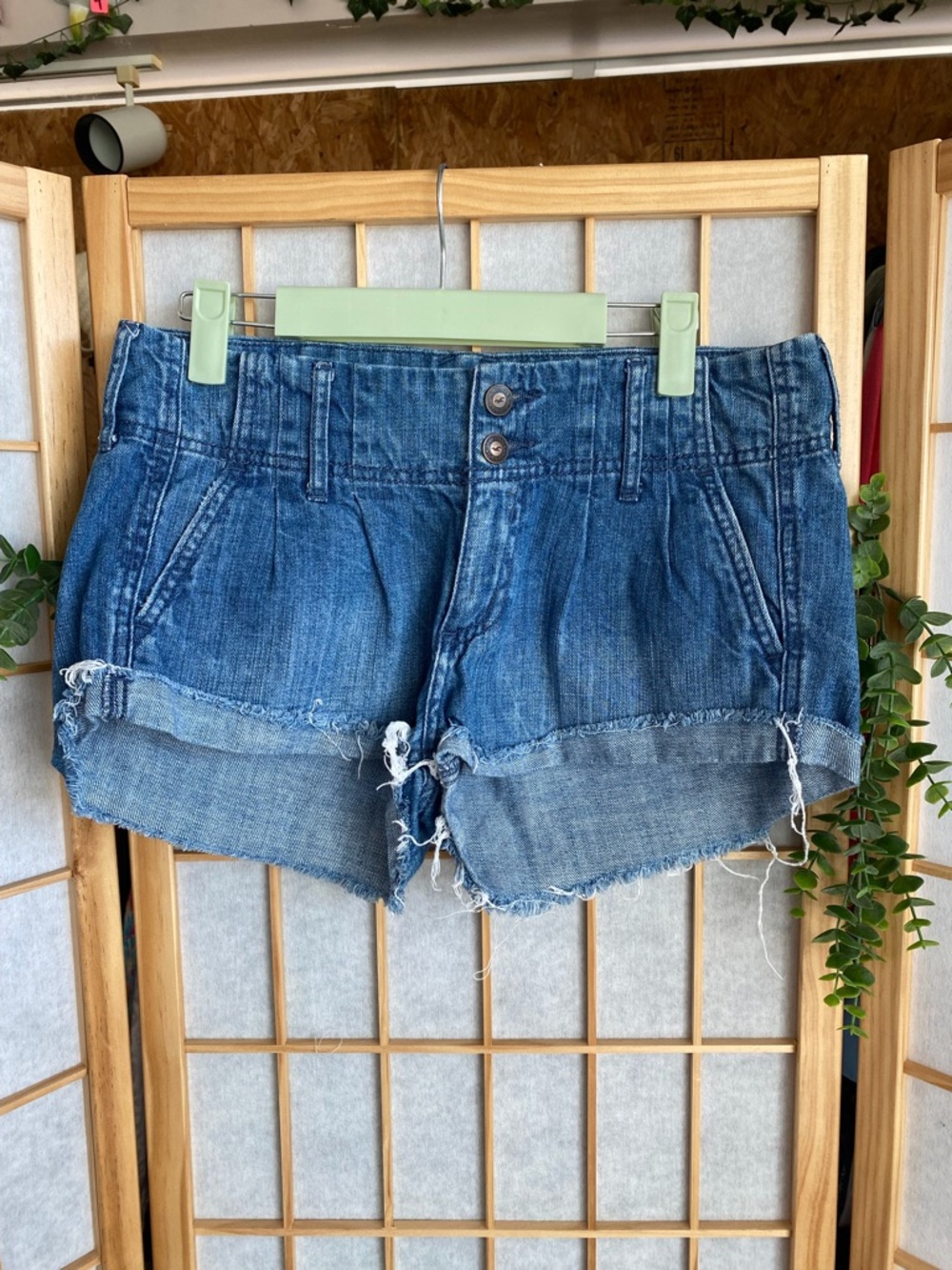 Hollister Distressed Two-Tone Blue Denim Shorts